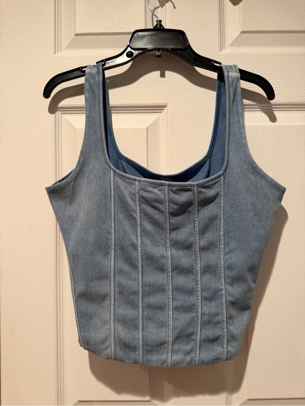 Express Light Blue Denim-Style Tank Top